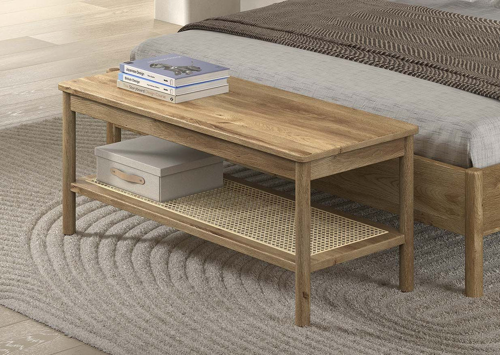 OLIVE BENCH RATTAN OAK