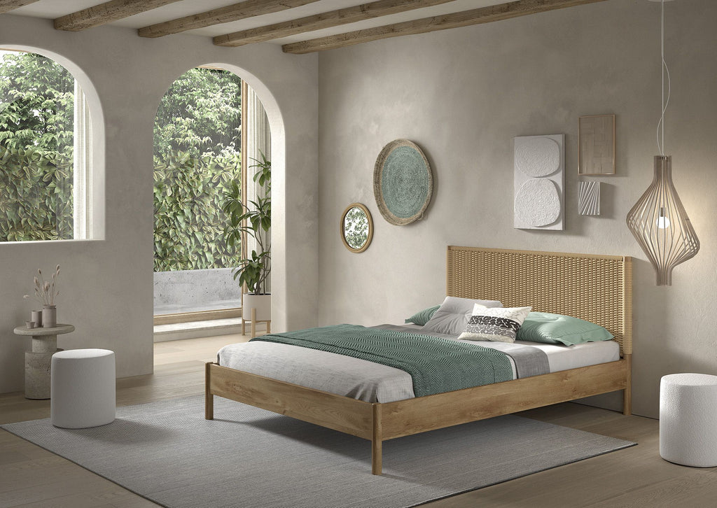 OLIVE BED 160 X 200 CM ROPE OAK