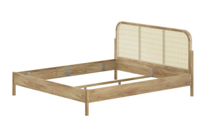OLIVE BED 160 X 200 CM RATTAN OAK