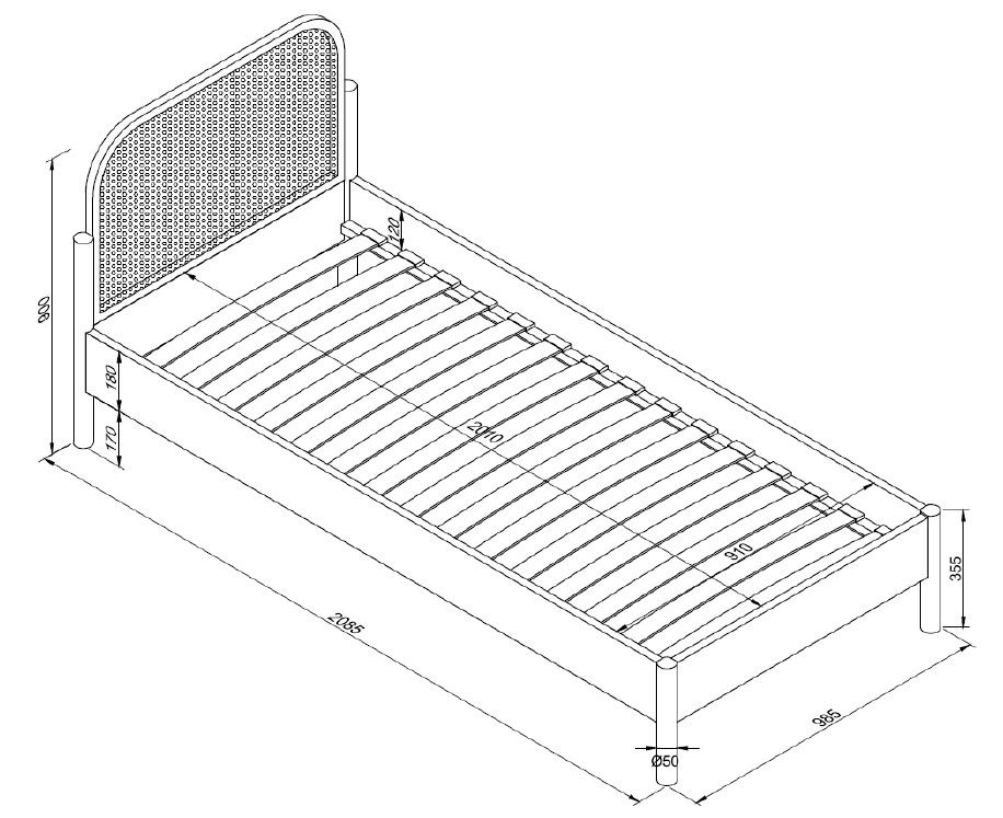 Olive bed and bed side table set