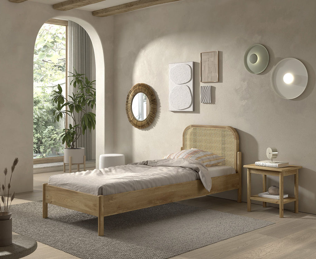 Olive bed and bed side table set