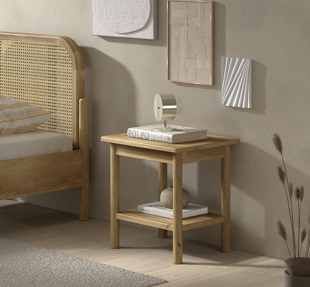 Olive bed and bed side table set
