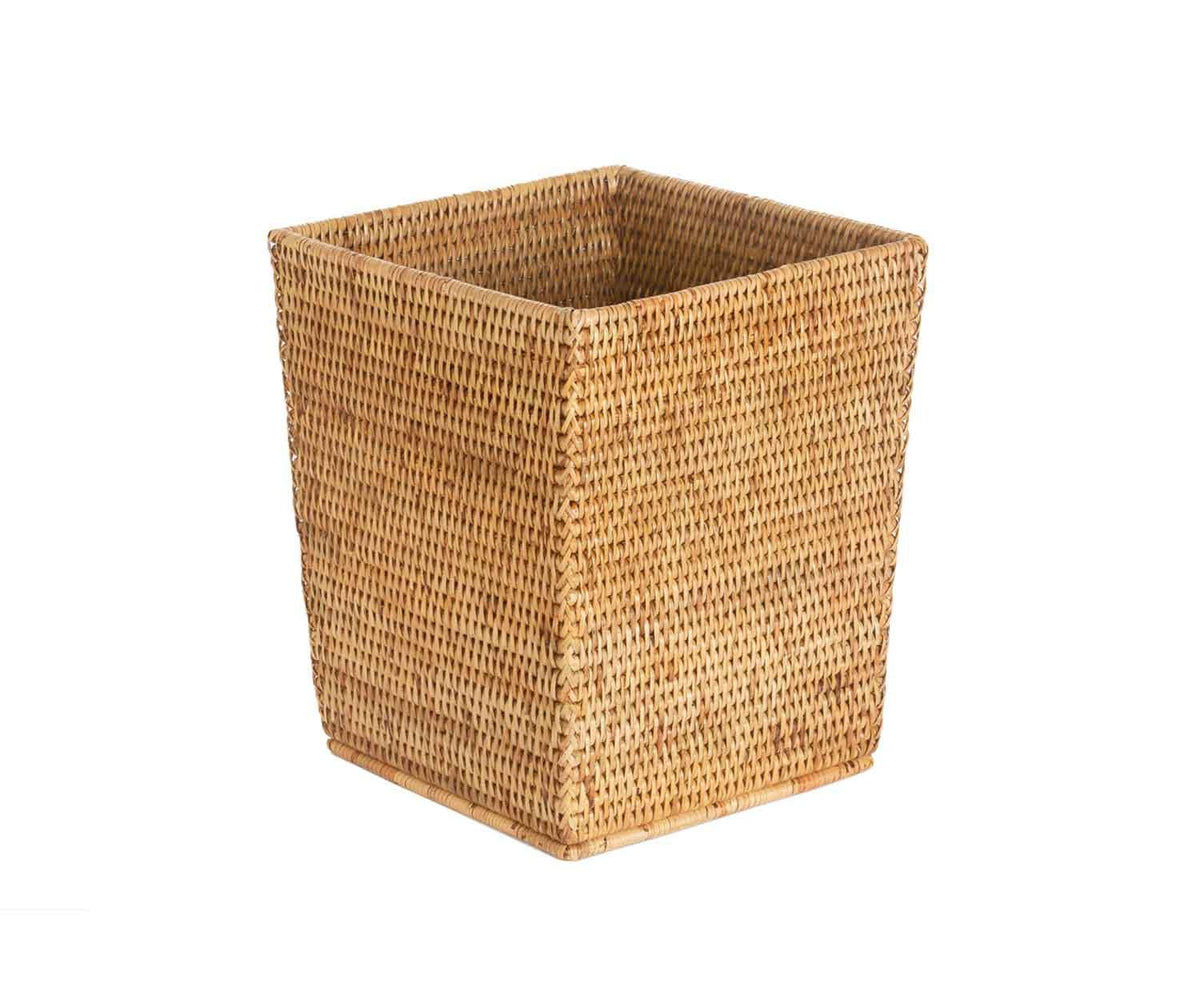 SQUARE RATTAN WASTEPAPER BASKET 25X25X30CM