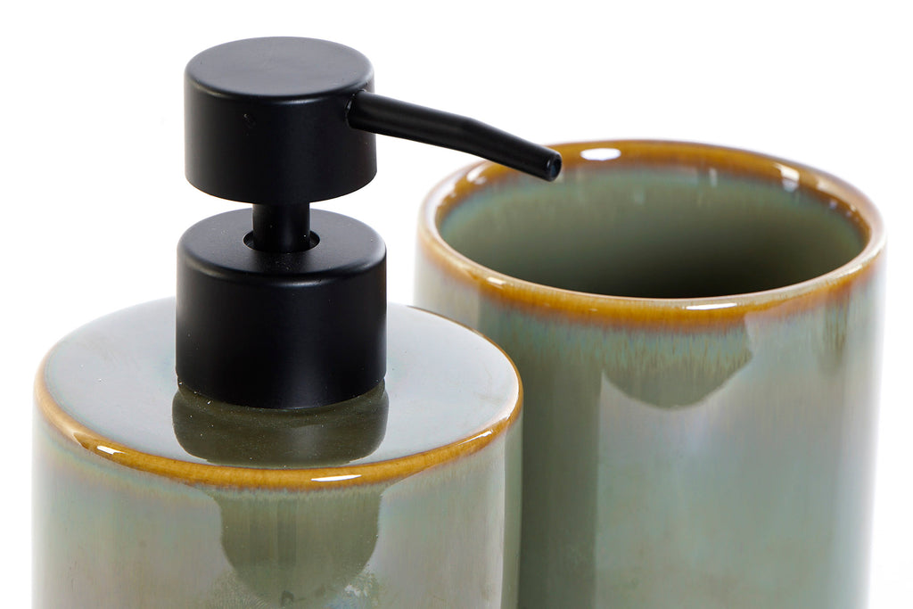DISPENSER SET 2 STONEWARE PVC 8X8X17,5 GREEN