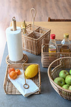 Carica l&#39;immagine nel visualizzatore di Gallery, CUTLERY TRAY RATTAN IRON 19X19X30 NATURAL BROWN