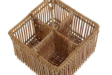 Charger l&#39;image dans la galerie, CUTLERY TRAY RATTAN IRON 19X19X30 NATURAL BROWN