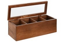 Carica l&#39;immagine nel visualizzatore di Gallery, TEA BOX ACACIA GLASS 26,5X9X9 4COMP, NATURAL