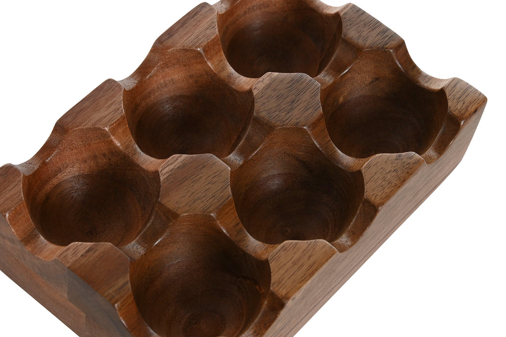 EGG CUP ACACIA 15X10X4 6COMP, NATURA