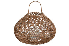 Load image into Gallery viewer, CANDLE HOLDER RATTAN GLASS 37X37X37 NATURAL BROWN