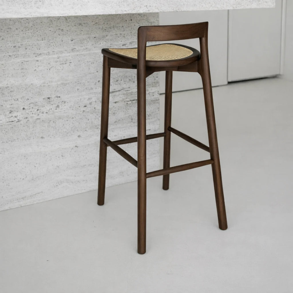 Bar Stool Charmes - Smoke - Rattan Seat - 65 cm and 75 cm Seat Height