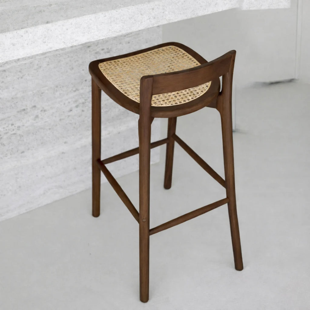 Bar Stool Charmes - Smoke - Rattan Seat - 65 cm and 75 cm Seat Height