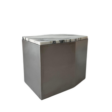 Carica l'immagine nel visualizzatore di Gallery, Coffee table Creully - W40 cm x D30 cm x H35 cm - Brushed steel - Blue white marble
