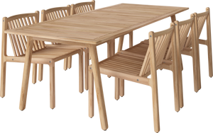 Patio Outdoor Dining set (6 chairs and table L220 cm)