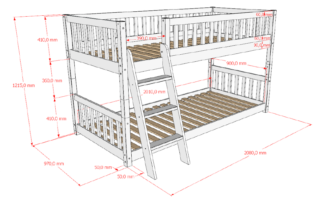 RONALD BUNK BED 90 x 200 cm NATURAL