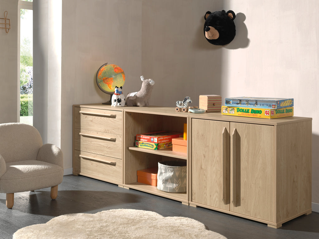 Bookcase/2-door chest/3-drawer chest