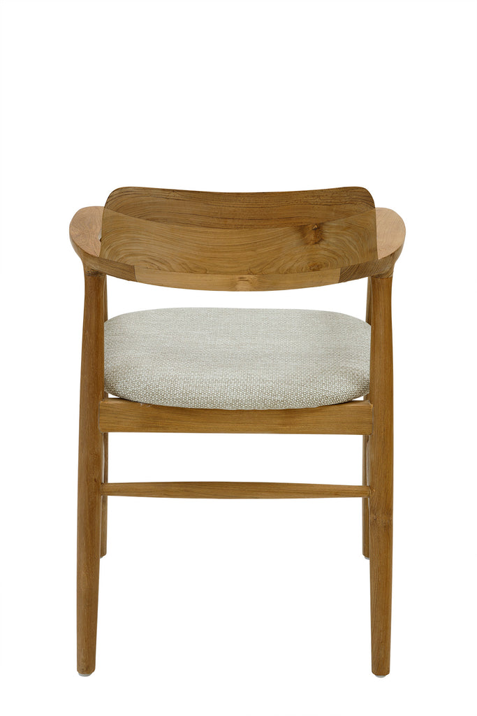 Teak dining chair with upholstered seat