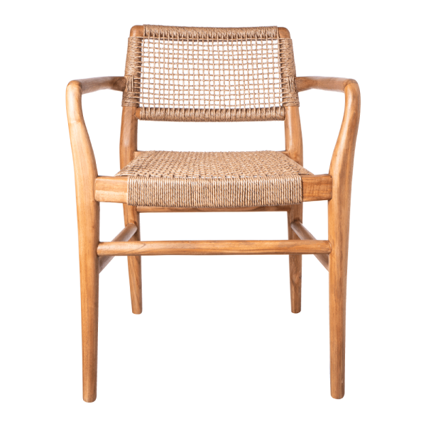 Rope and teak armchair