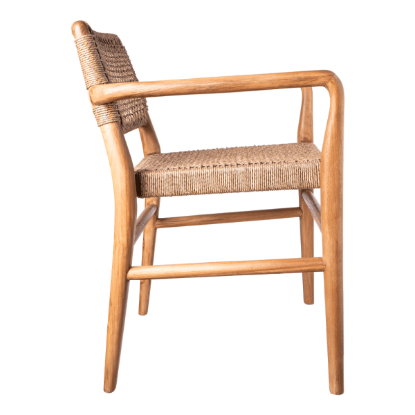 Rope and teak armchair