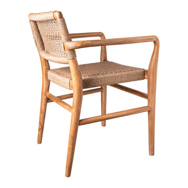 Rope and teak armchair