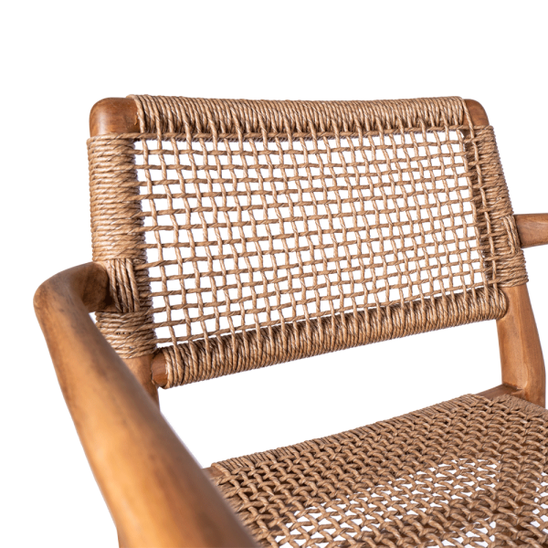 Rope and teak armchair