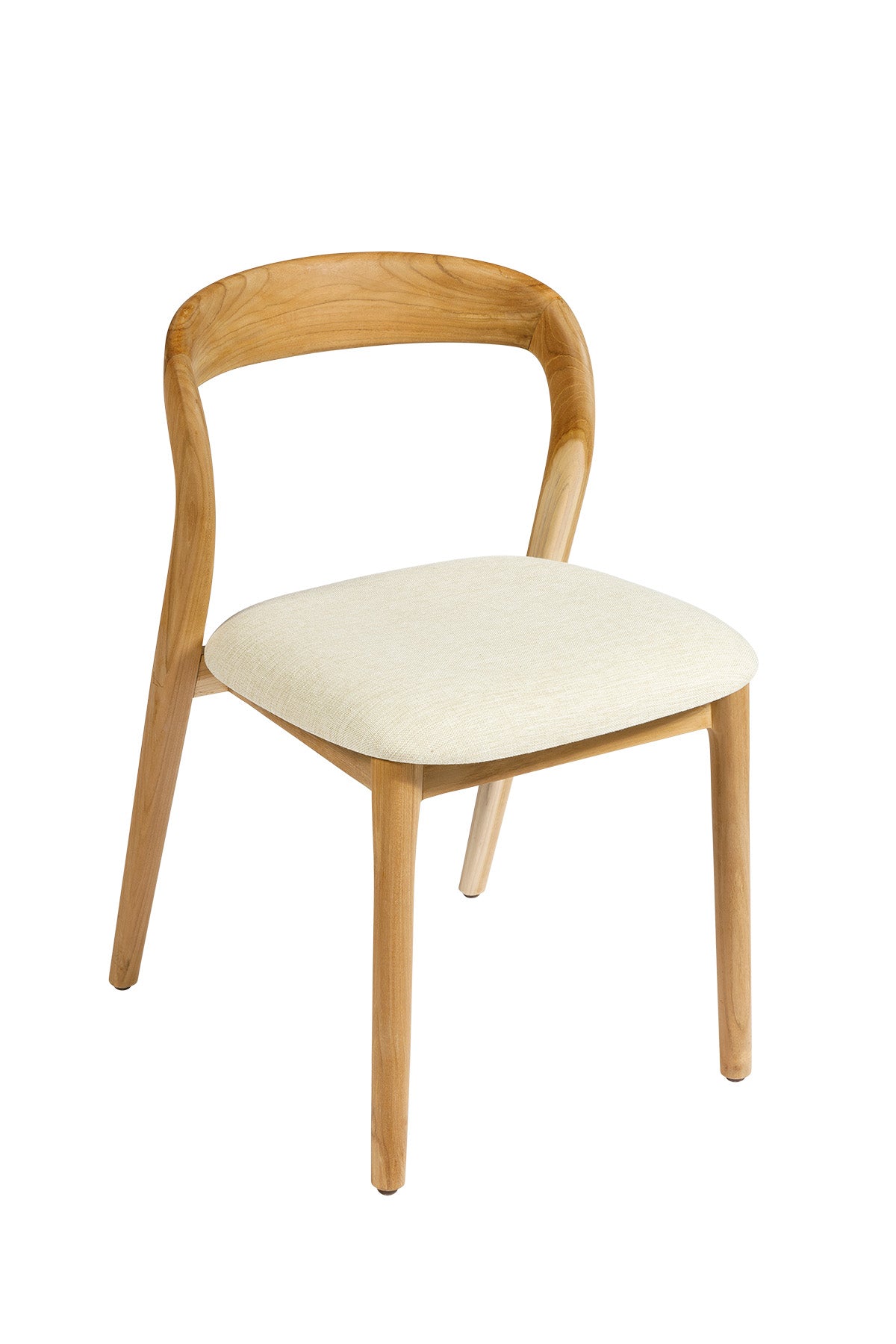 Teak dining chair with upholstered seat