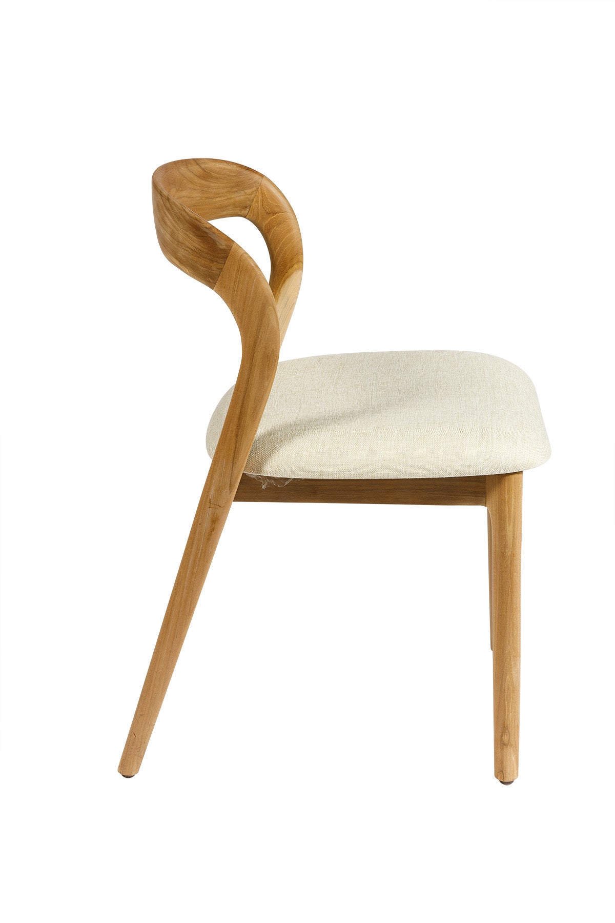 Teak dining chair with upholstered seat