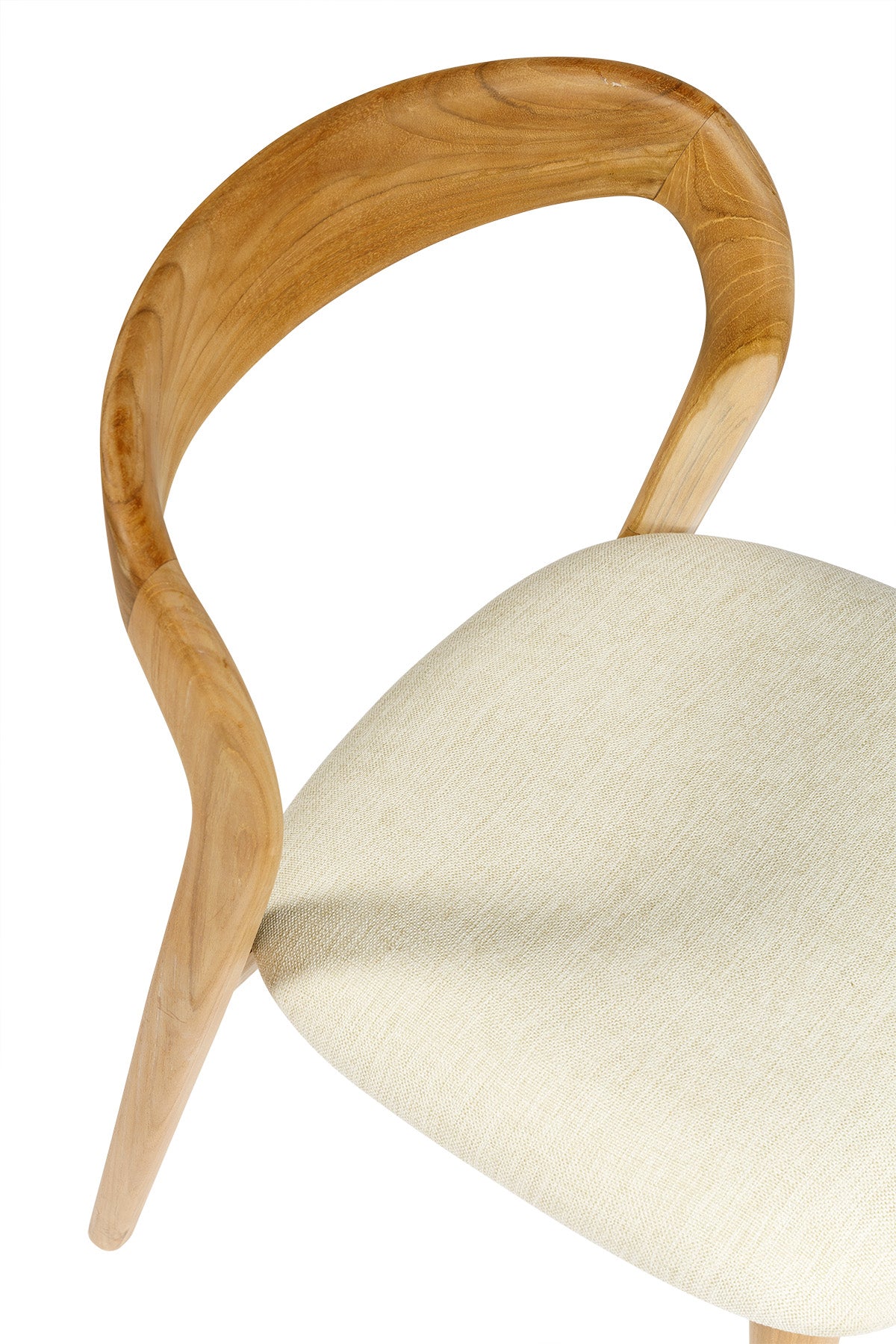 Teak dining chair with upholstered seat