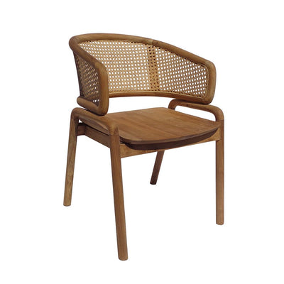 Teak wood and rattan chair
