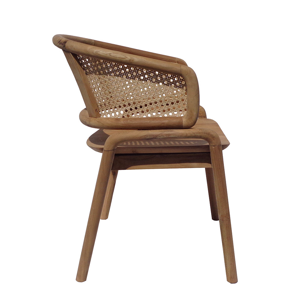 Teak wood and rattan chair
