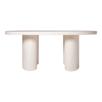 WHITE CEMENT OVAL TABLE