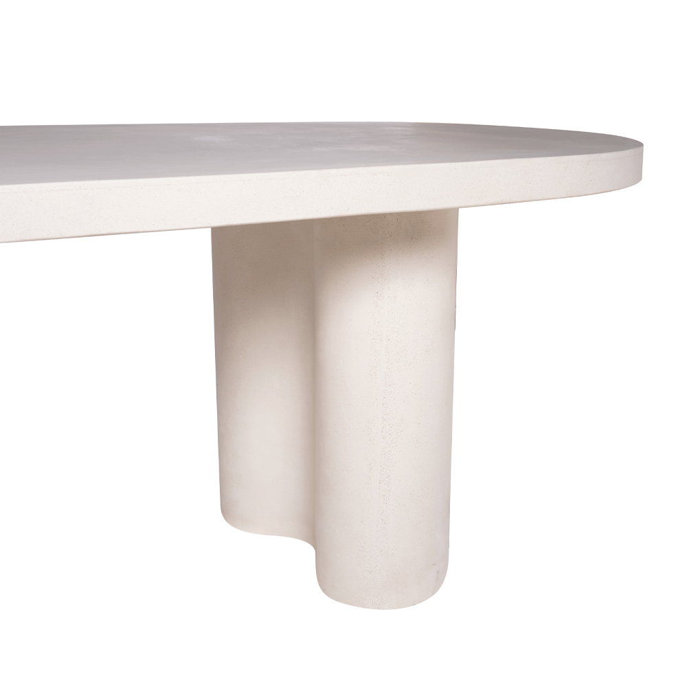 WHITE CEMENT OVAL TABLE