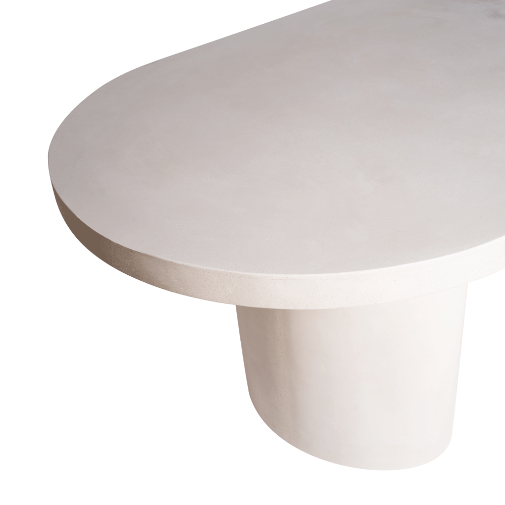 WHITE CEMENT OVAL TABLE