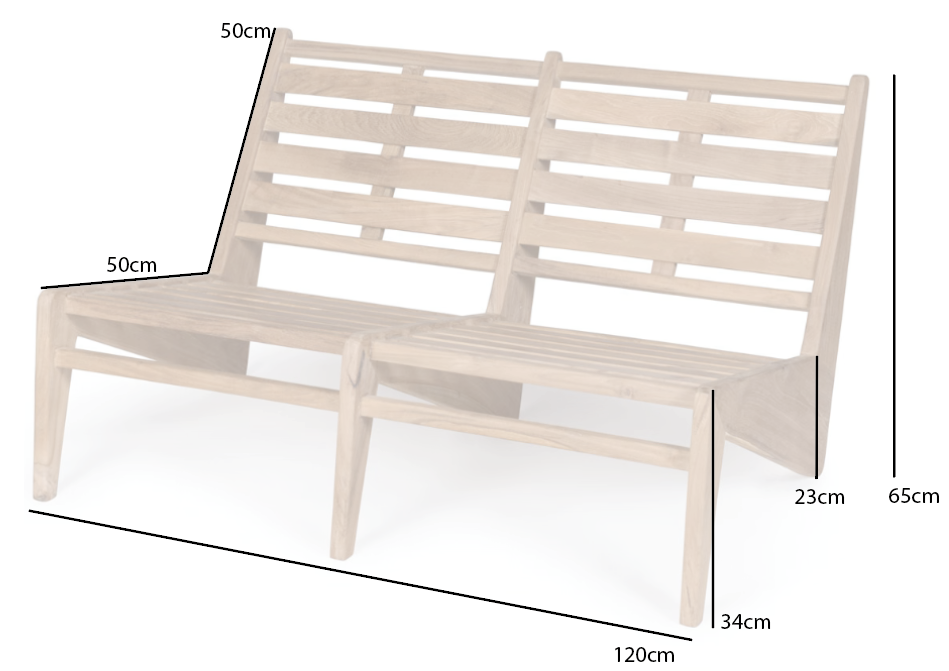 Chair Bench 2 - Teak Outdoor