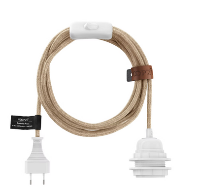 Bala hanging lamp in French linen- Ficelle Brute