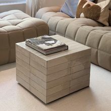 Load image into Gallery viewer, Coffee table Vence - W48 D48 H51 - light beige Tiles - metal edge