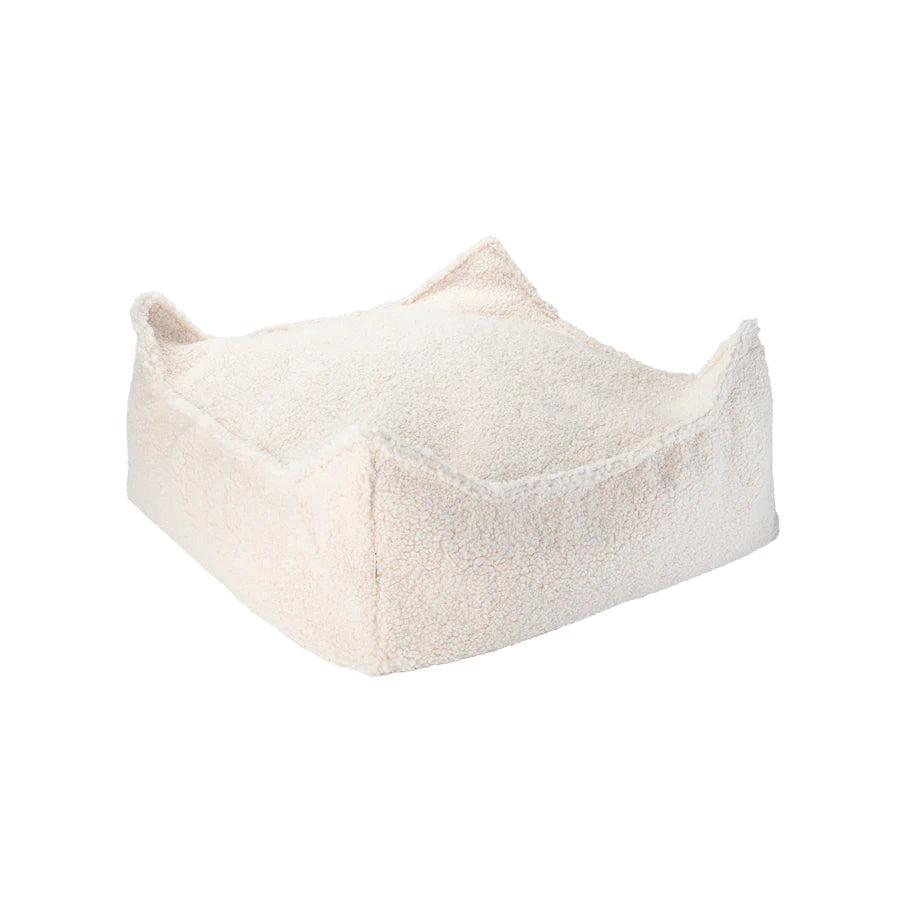 Cream White Square Ottoman