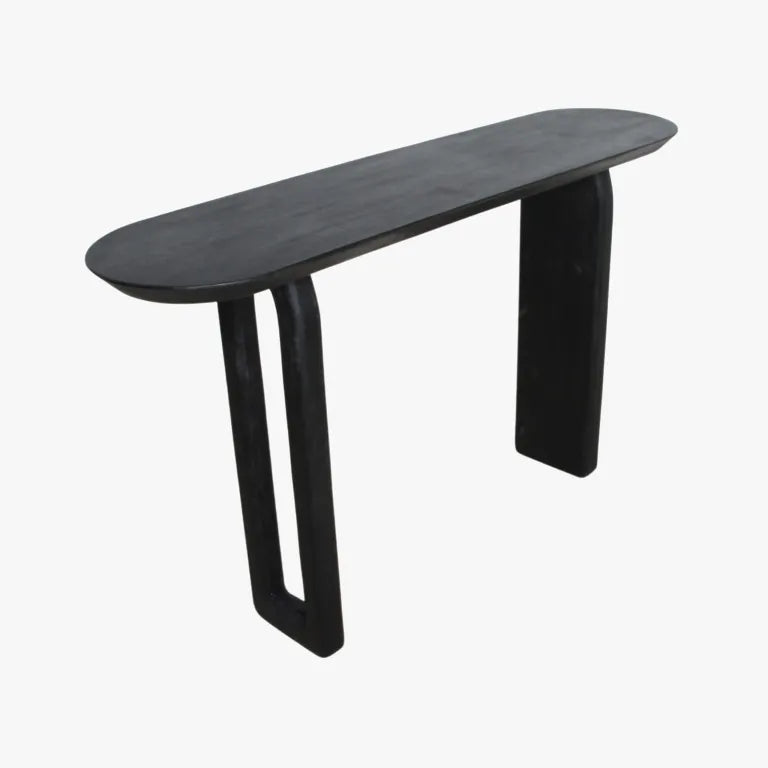 Bullnose console black 35 × 140 × 80 cm