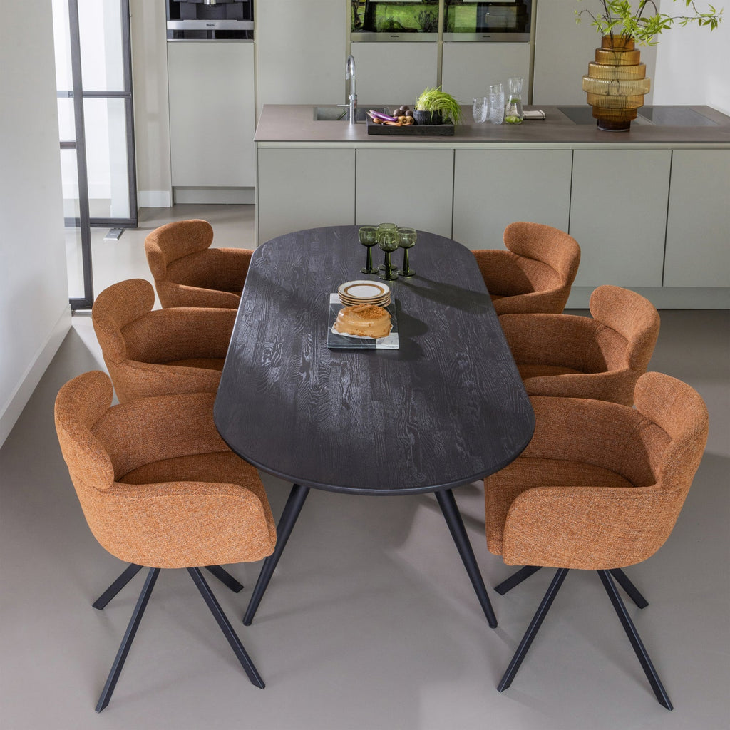 FENNE SWIVEL DINING CHAIR WOVEN FABRIC GINGER