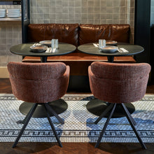 Laden Sie das Bild in den Galerie-Viewer, FENNE SWIVEL DINING CHAIR WOVEN FABRIC CHESTNUT BROWN
