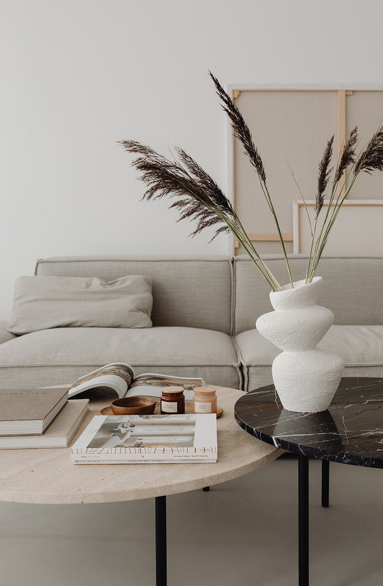 Travertine L Coffee table