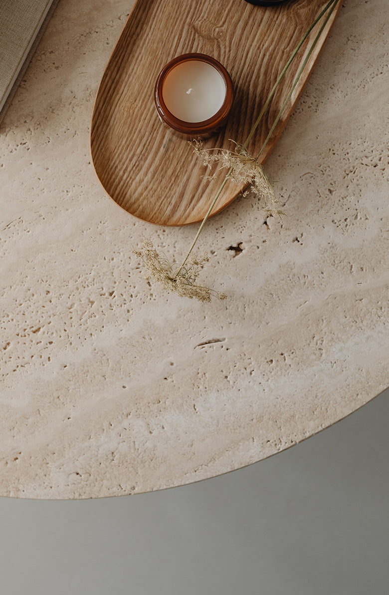 Travertine L Coffee table