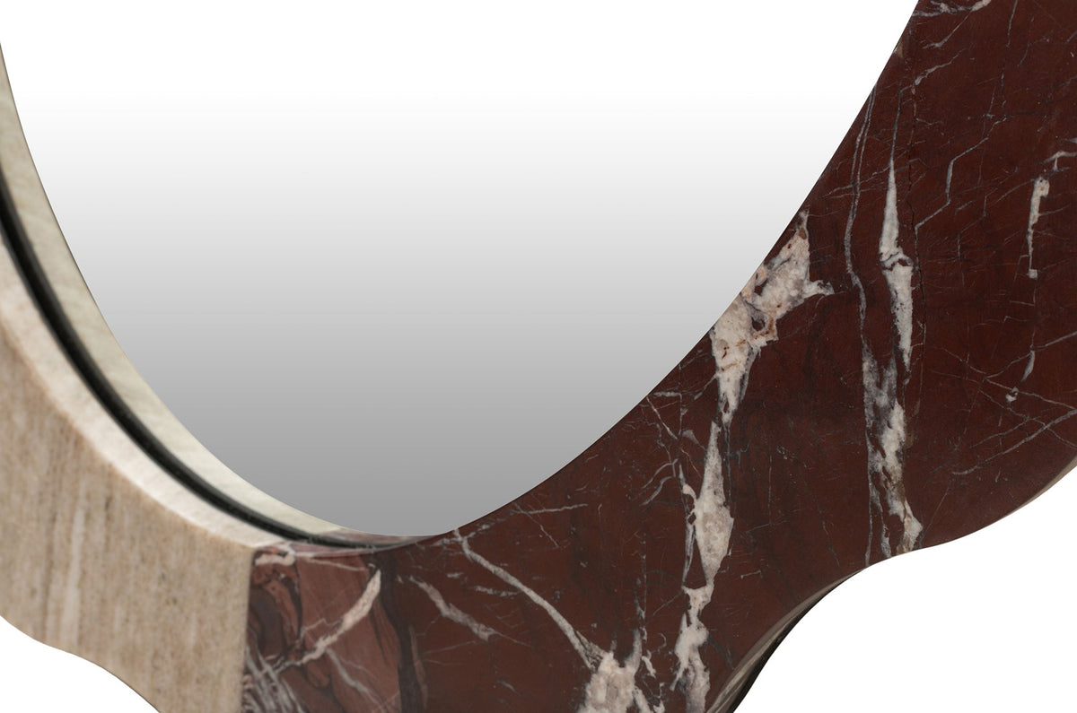 Beige and Rosso Levanto Marble Mirror