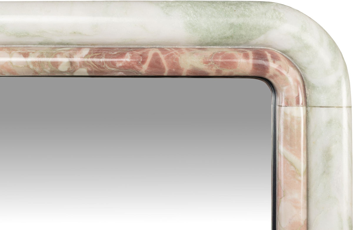 Indian Green Onyx and Rosalia Pink Marble Mirror