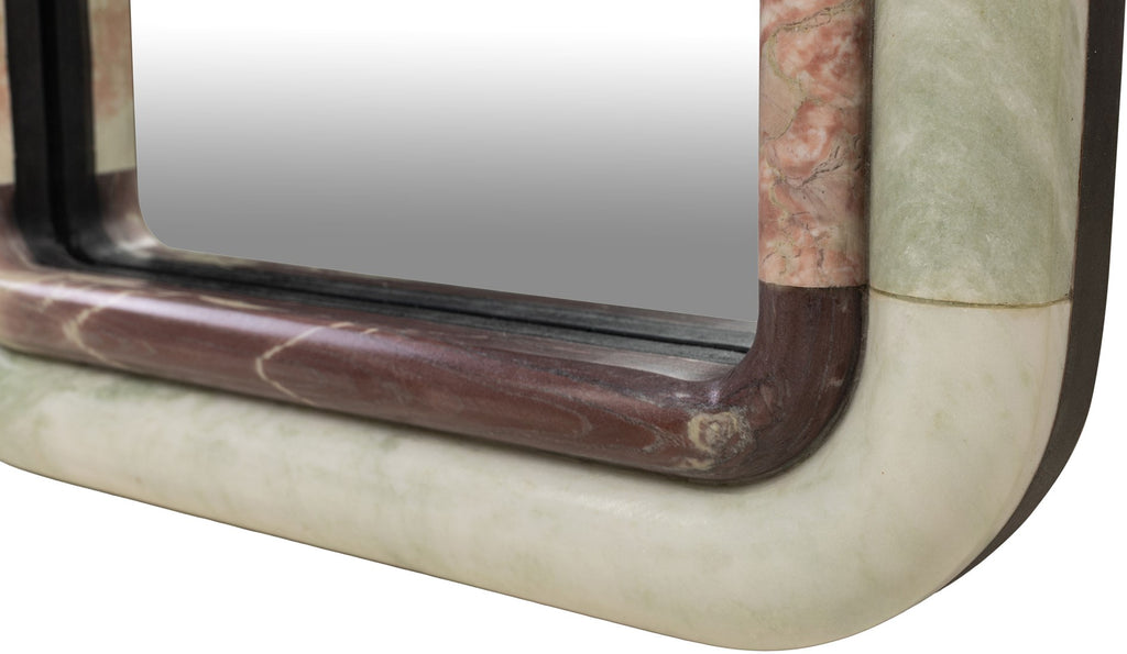 Indian Green Onyx and Rosalia Pink Marble Mirror