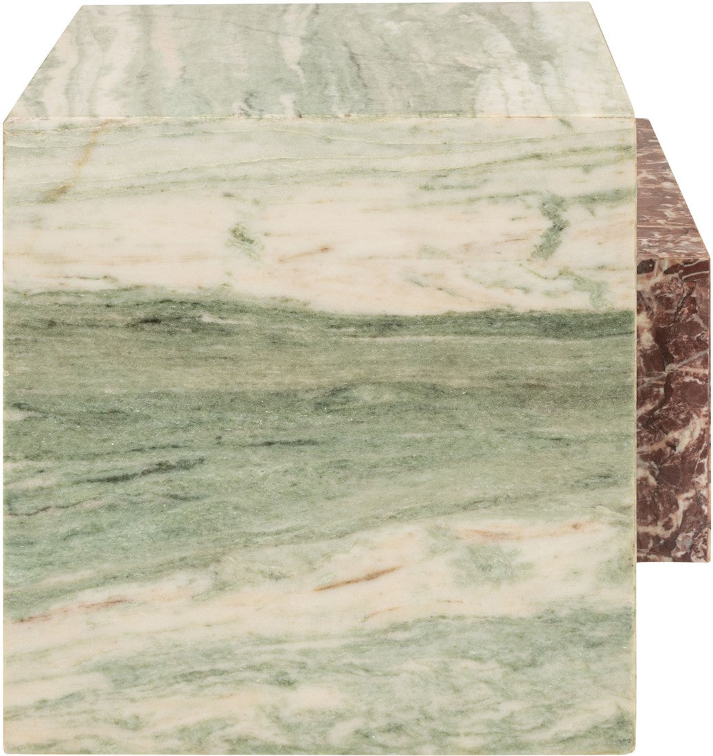Indian Green Onyx and Rosalia Pink Marble Low Table