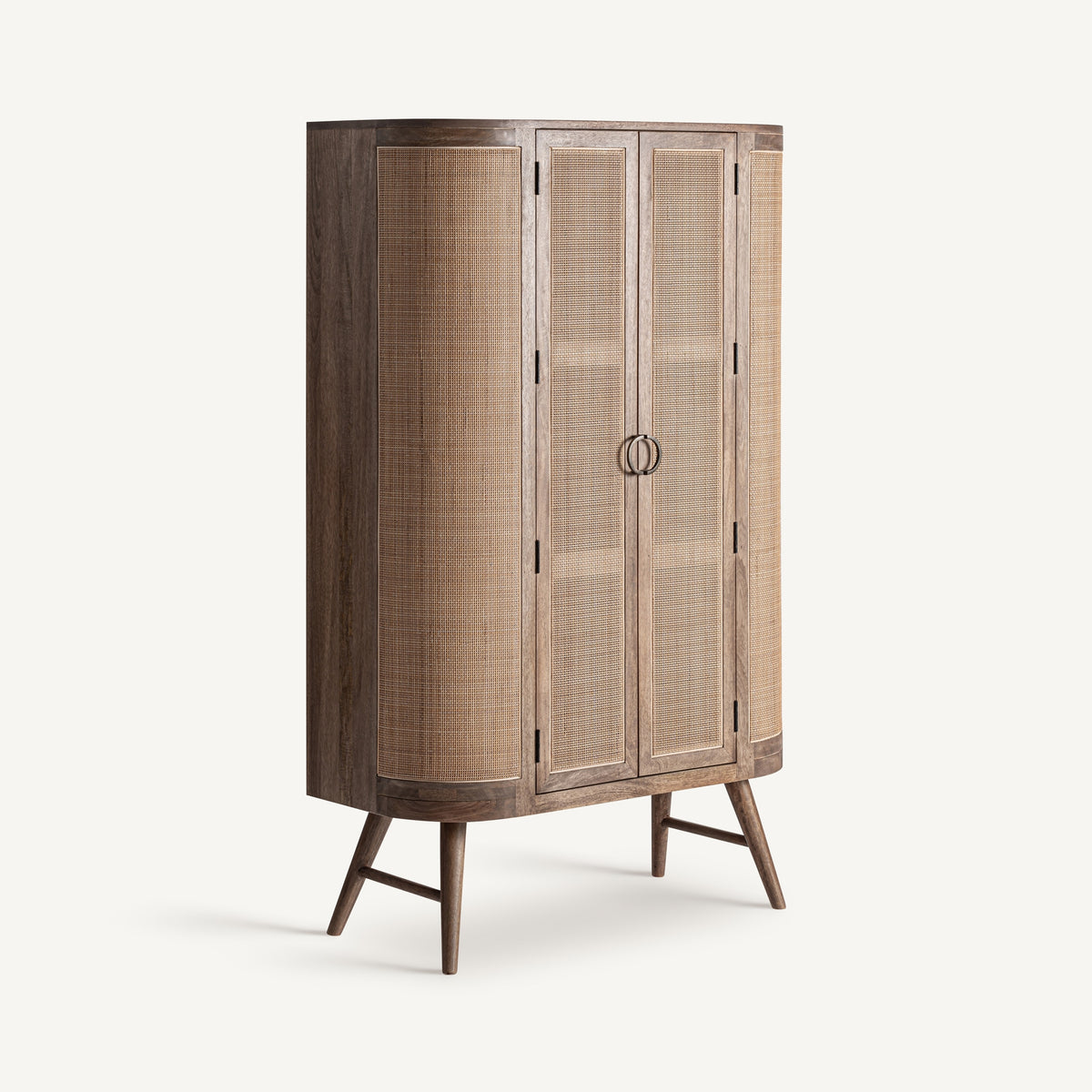 Beckley Brown Mango Wood & Rattan Wardrobe 105x45x170 cm