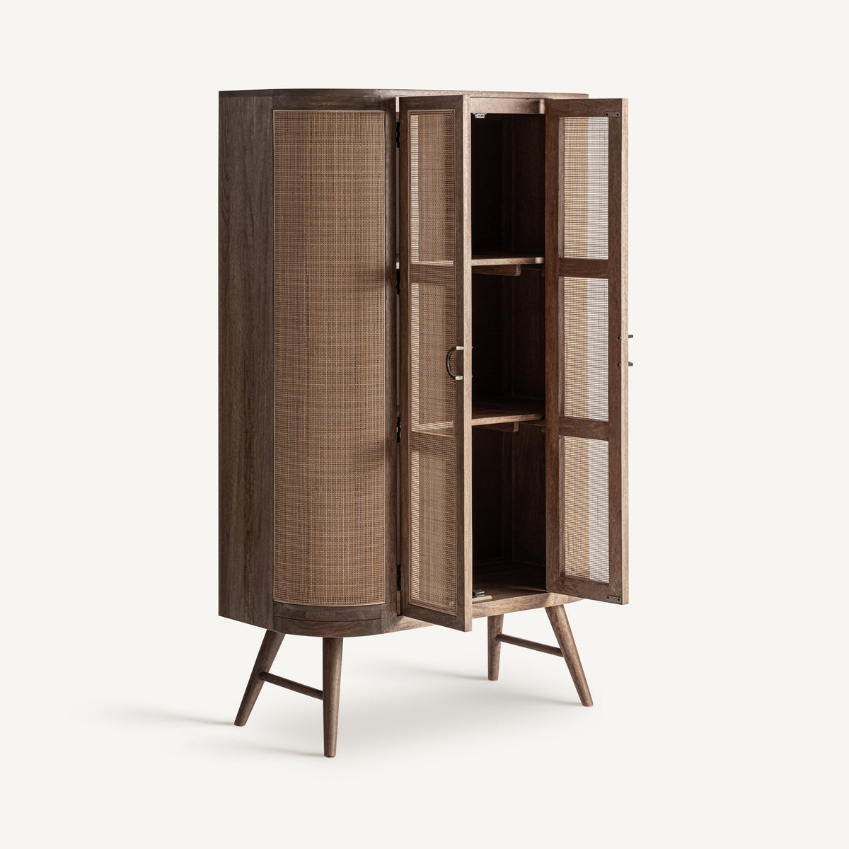 Beckley Brown Mango Wood & Rattan Wardrobe 105x45x170 cm