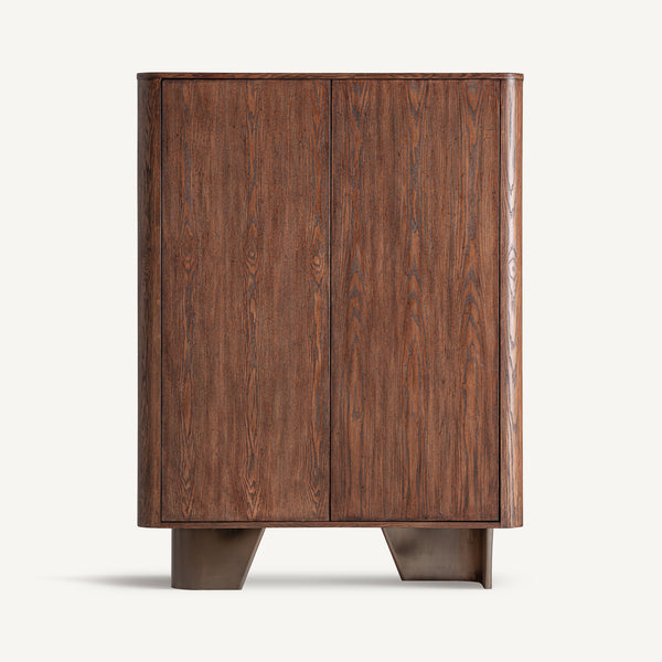Bournel Brown Wood & Steel Wardrobe 120x45x160 cm