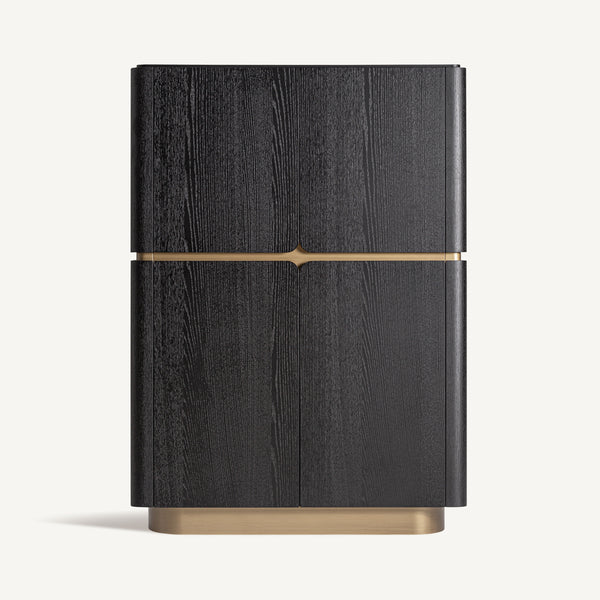 Prayon Black MDF & Glass Wardrobe 110x43x154 cm