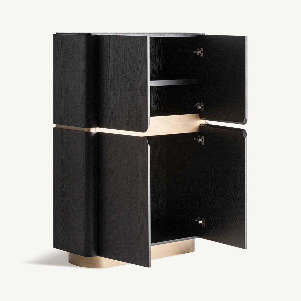 Prayon Black MDF & Glass Wardrobe 110x43x154 cm